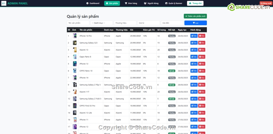 MVC,web bán điện thoại,Web PHP,Web PHP mô hình MVC,dự án PHP MVC,Full code PHP